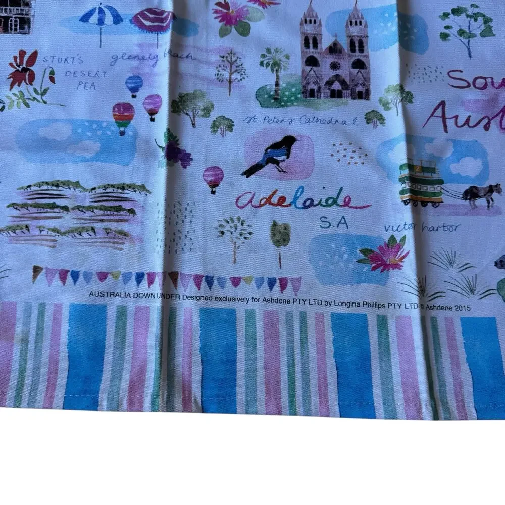 South Australia Print Tea Towel *NEW* ASHDENE Longina Phillips Beach Koala Trees